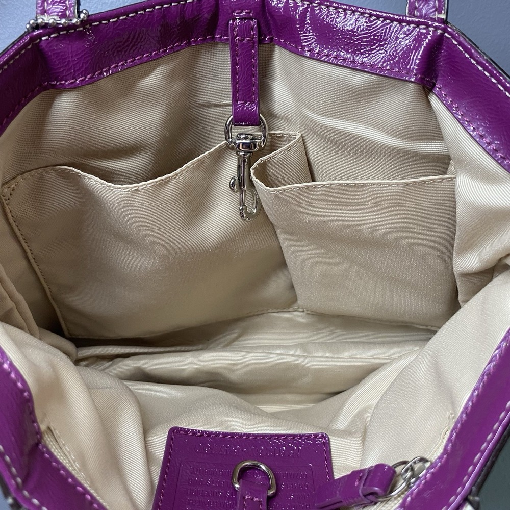 COACH Purse Handbag‎ Tan W/Hot Pink 7x11x2" - Picture 12 of 16
